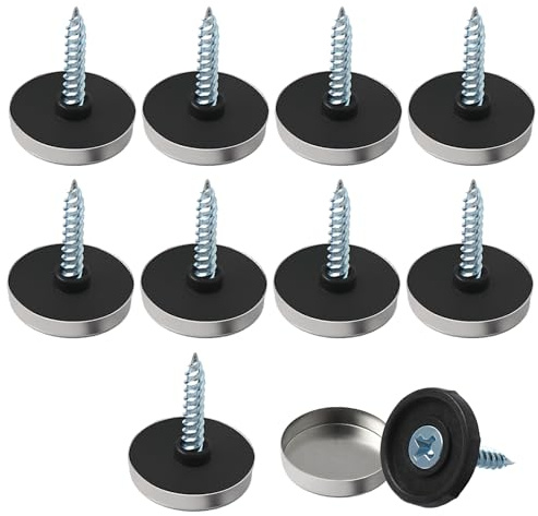 Lot de 10 vis de miroir de 25 mm avec capuchons, clous de miroir en acier inoxydable poli avec rondelles, raccords de meubles pour tables, assiettes de bain, armoires