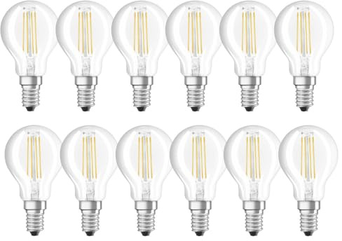 NCC-Licht 12x LED Lampe P45 Tropfen E14 4W 470lm Neutralweiß 4000K | LED Leuchtmittel aus klarem Glas, ersetzt 40W Glühlampe, sachliches Licht ideal für Wohn- und Arbeitsbereiche