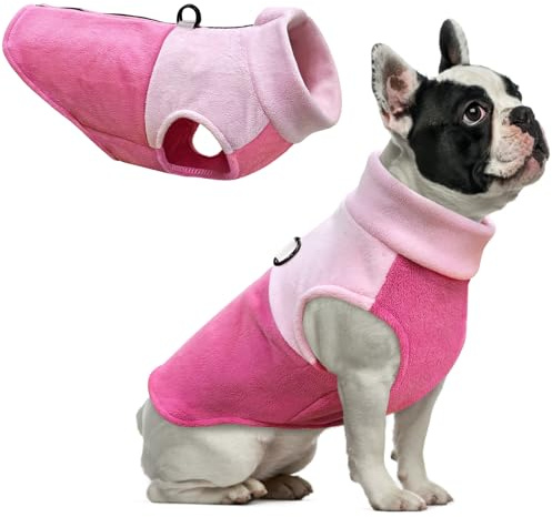 Idepet Hunde-Fleece-Weste, Pullover, mit Reißverschluss, Warmer Pullover, Hundejacke mit D-Ring-Leine, für den Winter, kaltes Wetter, Haustierpullover, Kapuzenpulli für kleine, mittelgroße Hunde,