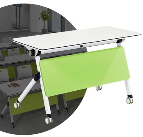 SDFVSDF Konferenztisch Konferenztisch Klappbarer Besprechungstisch, Mobiler Schulungstisch mit Leisen Feststellrollen, Moderner Seminar-Schulungstisch mit Grüner Sichtschutzblende(160x60x75cm)