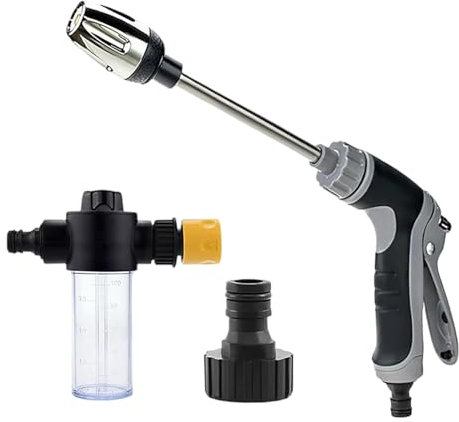 Hochdruck-Metall-Hochleistungs, Schlauchsprühdüse, Schaumstofftop-Freien Hochdruck-Metall-Ho aus Metall, Einstellbarer Wasserdüsensprüher für Rasen und Garten, zum Waschen von Autos und zum Gießen von