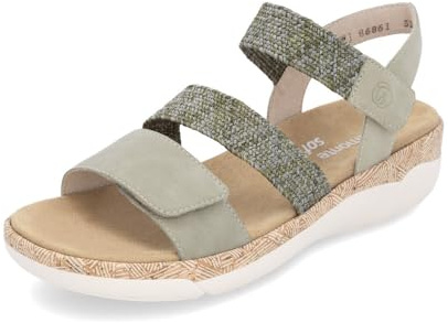 Remonte Damen Riemchensandalen R6861, Frauen Sandalen,lose Einlage,Sommersandalen,bequem,flach,Sommerschuhe,Freizeitschuhe,Strandschuhe,grün (52),39 EU