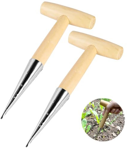 EclipseGuard 2 PCS Blumenzwiebel pflanzholz Werkzeuge zwiebelpflanzer mit Kalibrierung samenpflanz-Set Dibber & Gabel Aussaat-Samenspender für die Gartenbepflanzung