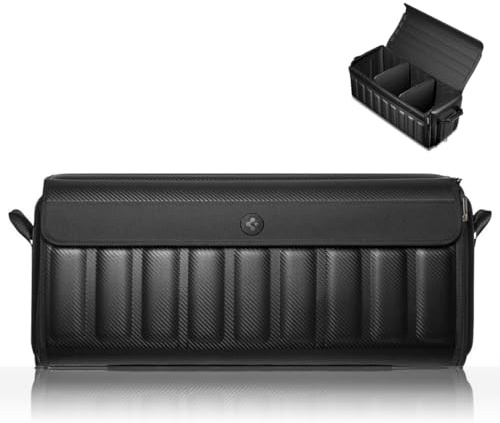 Spigen Trunk Organizer Collapsible Heavy Duty Foldable with Lid for SUV, Model Y juniper (2025/26), Model 3/Y/S/X/Cybertruck, Sedan, and all car (Black)