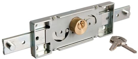 ILS 2259 Central Roller Shutter Door Lock 56mm Wide Body Ideal for Lock-Up, Shop and Garage Security - Brass Cylinder Lock and Galvanised Steel Case - Internal and External Locking Operation
