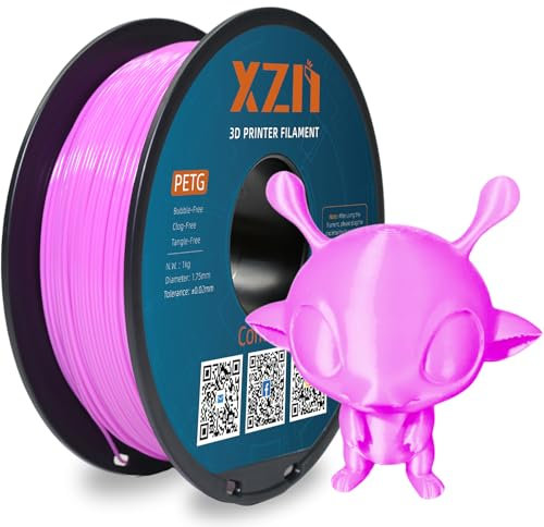 XZN PETG Filament 1.75mm, Größe Genauigkeit +/-0.02mm, mit Schlagfestigkeit und Flexibilität, 1.75mm PETG Filament für die meisten FDM 3D Drucker, 1kg Spule, PETG Rosa
