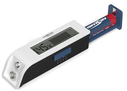 ANSMANN Tester per batterie per batterie ricaricabili, batterie e pile a bottone al litio disponibili in commercio (di dimensioni superiori a 2025) Risultati accurati tramite display LC