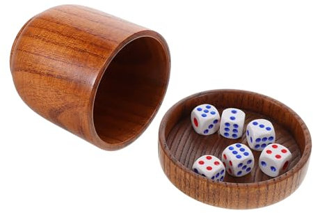 BESTonZON 1satz Holz Würfelbecher Mit Deckel Und Würfeln Stapelbare Dices Shaker Für Ktv Bars Und Partyspiele Für Brettspiele Und Unterhaltungszubehör