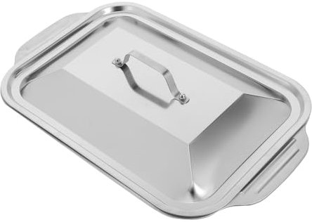 ULTECHNOVO Stainless Steel Baking Pan and Fish Dish Tray 41x22x7.5cm Rectangular Oven Roasting Pan Lid Deep Rectangular Tray for Home Kitchen and Restaurant Use
