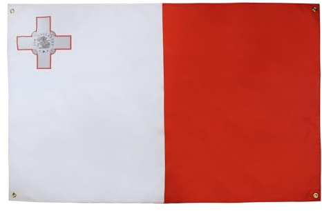 AZ FLAG Drapeau Malte 150x90 cm Drapeau Maltais Polyester Léger 4 Œillets | Usage intérieur Drapeau décoratif coutures doubles et bords renforcés avec œillets métalliques