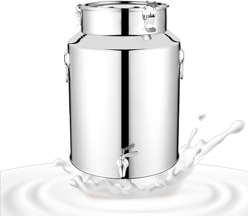KELUNIS Brocca Per Latte Da 5~28 Litri Bidone Per Latte In Acciaio Inox Con Coperchio Sigillato E Maniglia Per Il Trasporto Per Ristoranti Bar E Negozi Di Tè E Latte,5L