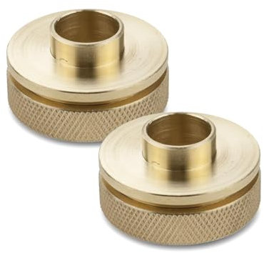 POWERTEC Router Guide Bushing Solid Brass 5/8, Short Shank Precision Router Bushings Template Guide, Screw On Lock Nut, Fits Porter Cable Style Base Plate, Threaded Locking Ring - 2PK (71166-P2)