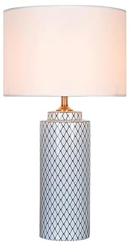 GddOGUK Lámpara Táctil Lámpara de Escritorio clásica lámpara de Noche de cerámica con lámpara de Mesa de lámpara en Forma de Tambor para Sala de Estar lámpara de Mesa de Campo Francesa Brillante