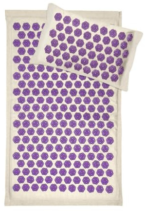 Sxmrmnx Juego de colchoneta de acupresión y almohada para aliviar el dolor de cuello, pies y espalda, esterilla de yoga con puntos de presión para masaje de tejidos profundos