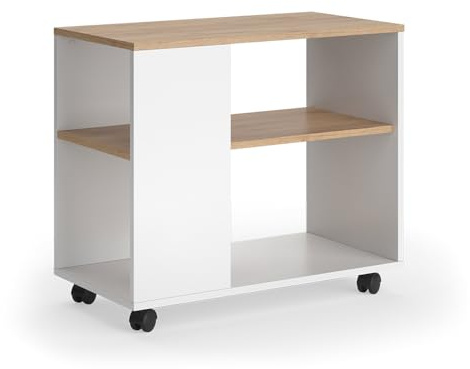 Vicco Couchtisch Marian, Goldkraft Eiche/Weiß, 70 x 36.6 cm | mit Rollen, zur flexiblen Nutzung im Wohnbereich verschiebbar
