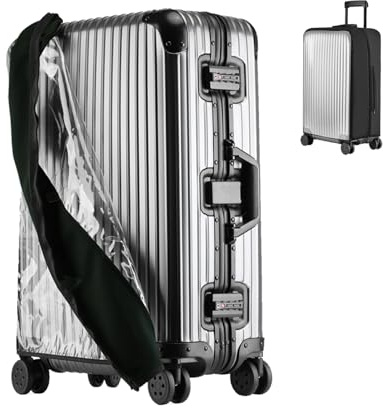 STARGAZ Clear PVC luggage cover, No Disassembly Suitcase Covers, 20 inch Zippered Luggage Cover, Waterproof carry on cover protector,luggage covers for suitcase TSA approved (Black, 22)