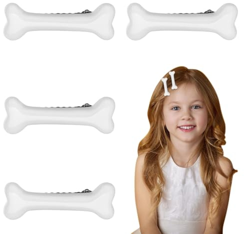 4 Stück Knochen Haarspange, Seite Haarclip, Hundeknochen-Haarspangen, weiße Knochen, Halloween-Haarnadeln, Haarschmuck für Halloween, Cosplay, Kostümparty