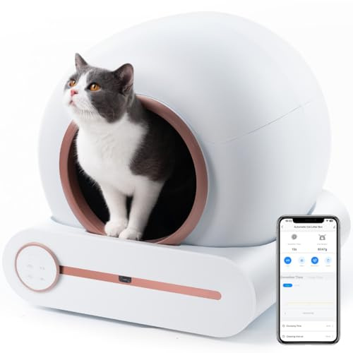 Megonia Automatisches Elektrisches Katzenklo Selbstreinigend: APP-Fernsteuerung WiFi 2.4GHz 65L Sammelbehälter Radarsensor für Mehreren Katzen Wohnung Badezimmer mit Kitten