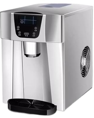 Máquina de hielo de encimera Máquina for hacer hielo en encimera de 26 libras con dispensador de agua de 2 litros - Máquina automática de agua potable multifuncional plateada Máquina de hielo de encim