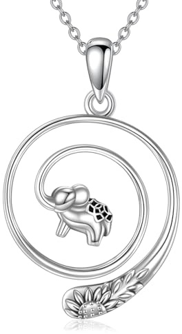 HUKKUN Ringhalter Halskette Sterlingsilber Elefantenmotiv Hochzeits und Verlobungsringhalter für Frauen Geburtstagsgeschenk für die Ehefrau