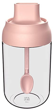 YEJBBUC Barattolo per spezie con cucchiai, zuccheriere, 250 ml, dispenser di sale per ristorante, rosa