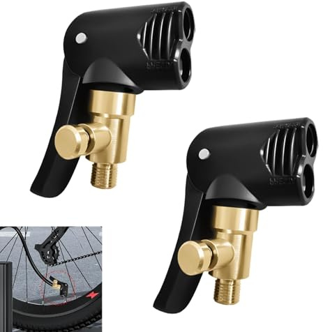 2 Pièces Adaptateur Valve Pneu, Embout Gonfleur Pneu Schrader/Presta, Embout en Laiton avec Levier de Verrouillage, pour Gonflage de Pneus de Voiture Moto Vélo Camion, Système de Déflation Intégré
