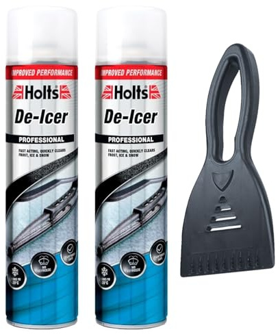 De-Icer 600ml (Pack of 2) with Ice Scraper | Fast Acting Car Window De-Icer Spray | Removes Frost & Ice Instantly | Winter Car Care Bundle for Windscreens & Mirrors