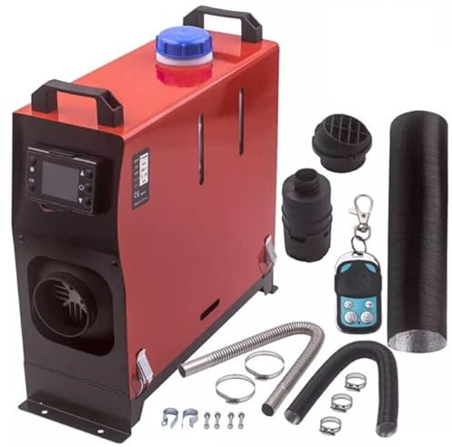 WUGMCNFBC Calentador diésel de 12 V, Fuente de alimentación Todo en uno para autocaravanas - Calentador diésel portátil Nocturno Chino con Interruptor Remoto y Temporizador (Rojo)