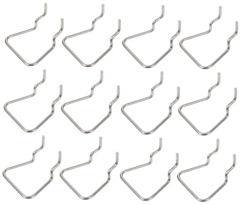 BAZEITFLOW 12Pcs Stainless Steel Pegboard Hooks Heavy Duty Perforated Wall Display Rack for Hardware Tools Organizing Garage Workbench Storage
