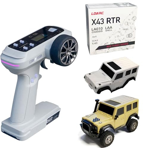 NBJIALIN LDARC 1:43 Mini RC Crawler RTR RC-Rock-Truck 4x4 2,4 GHz Hobby Fernsteuerungsauto Modellfahrzeug RC-Buggy, Wird mit Einer austauschbaren Karosserie zum Selberbauen geliefert (Khaki)