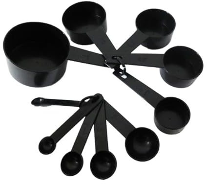 Set da 10 pezzi neri, misurino in plastica, tazza, strumento for pesare il latte in polvere, graduato for uso domestico(5LS 5LB)