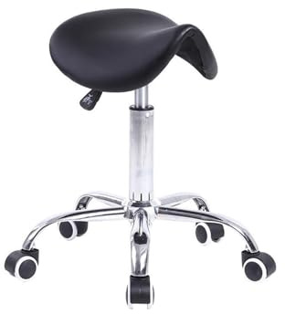Rullande sadelpall PU-läder Svängbar Justerbar rullpall med hjul Salongstol for tatuering, salong, skönhet, spa(Black)