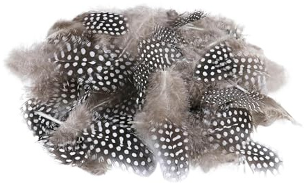 Generisch Federn zum Basteln 50 Stück Natürliche Federn Deko Ostern, 4,5-10 cm Wachteleier Deko Braun Perlhuhnfedern, Bastelfedern Osterdeko für DIY Ohrring Hochzeit Kopfschmucksfedern