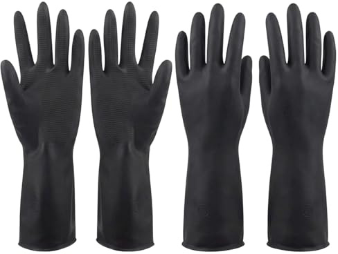WORUIB Washing Up Gloves, Rubber Gloves Large, Heavy Duty Rubber Gloves, Latex Free Washing Up Gloves, Dishwashing and Cleaning Tasks, 26 cm Length