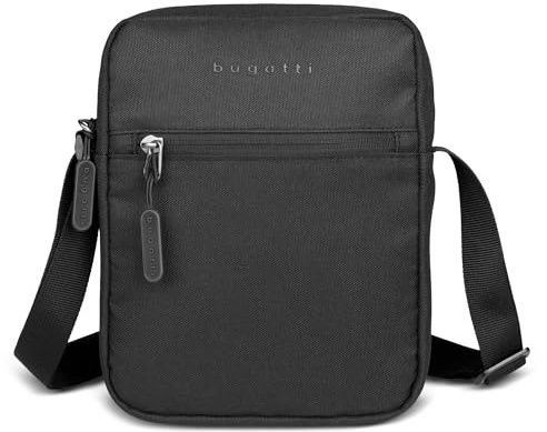 bugatti Mare Basic Schultertasche klein, Umhängetasche unisex mit verstellbarem Schulterriemen, schwarz