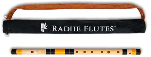 Radhe Flutes | PVC Fiber | C Natural | Right Handed | With Velvet Cover | Black & Orange Threads + Complete Flute Beginners Online Course In Hindi and English