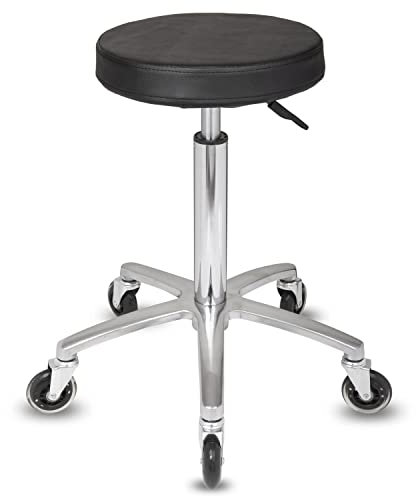 Staboos Rollhocker bis 160 kg - Gel-Polster Sitz rund - Praxishocker (Premium Rollen) Drehhocker höhenverstellbar (55 cm bis 75 cm) Rundhocker