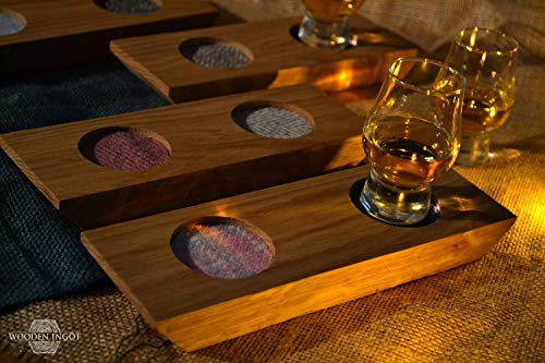 2-HOLE OAK WHISKY TRAY WITH NOSING GLASSES by Wooden Ingot