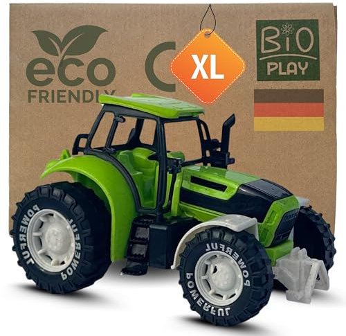 BIOPLAY® Traktor Spielzeug ab 3 Jahre | Bio Kunststoff | für drinnen und draußen | Traktor Sandspielzeug | Bulldog | Trecker Spielzeuge Kinder | Nachhaltiger Spielspaß für Jungen und Mädchen