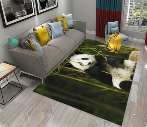 KIESEY Panda Print Bambus Teppich Wohnzimmer Schlafzimmer Türmatte Küche Eingang Dekoration rutschfeste Fußmatte 80x150cm