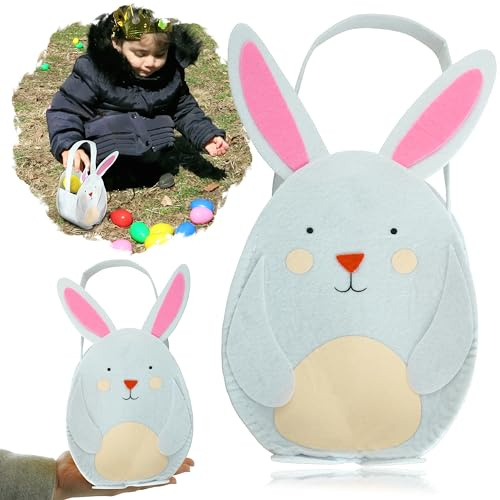 HOVUK Osterhasen-Filz-Einkaufstasche für Damen – 29 cm | Wiederverwendbare Einkaufs-Geschenktasche aus Filz mit Griffen| Eiersuche-Party-Geschenktüte | Tasche für Ostereierkörbe