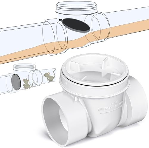 Tondiamo Backwater Valve Drain Backflow Preventer Valve Prevent Sewage and Rainwater from Flowing Back(White PVC,3 Inch)
