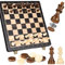 Peradix 38CM Schachspiel Holz Hochwertig - 2 In 1 Magnetisch Schachbrett Holz, Reiseschach für Kinder und Erwachsene, Naturholzfarben, Schachspiel & Checkers Set