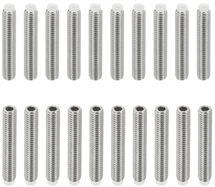 PATIKIL Madenschrauben M4x25 mm, 20 Stück 304 Edelstahl Kunststoff Nylonspitze Madenschrauben/Innensechskant Gewindestifte, Sechskantkopf Schrauben für Türgriff, Türklinke