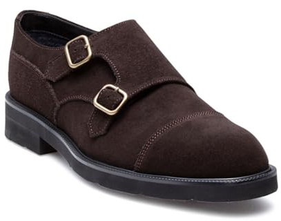 REGAL(リーガル) Men's Monk-Strap Loafer, Brown (Dark Brown) Suede, 8.5