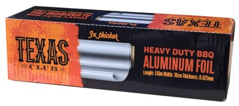 TEXAS CLUB Hochleistungs-Aluminiumfolie für den Grill (T25 mk, B30 cm, L150 m.)