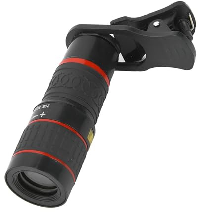 Kit di Lenti Teleobiettivo 20x per Smartphone, Lenti per Telefoni Cellulari con Clip, Obiettivo Zoom a Fuoco Lungo Portatile per IOS per Telefono Android, Tablet, PC