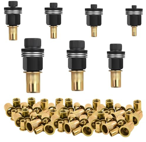 7 Stück Nietmutternzange Set, Nietenzange Nietmuttern Set mit 70 Muttern | Einpressmuttern Nieten Set für M3, M4, M5, M6, M8, M10, M12, Nietmutter Werkzeug