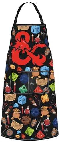 WZMPA Game Master Apron Legends Of Fantasy Gifts Questers & Creatures Grilling Apron Heroes & Realms Merch (Dragon & Ap)