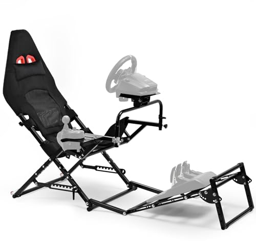 Gazzyt Foldable Racing Simulator Cockpit Compatible with Logitech G29 G920 G923/Thrustmaster T248 T300/Fanatec Direct Drive Wheels (≤10Nm),Wheel and Pedals Not Included